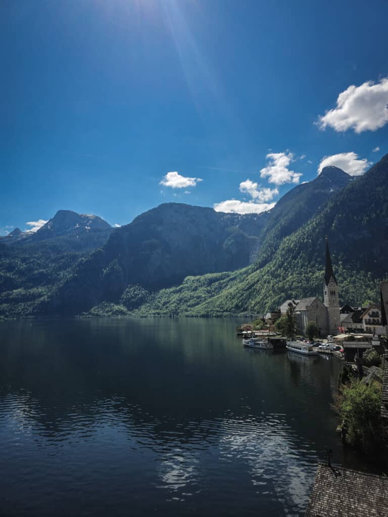 View of the lake in Hallstatt - panoramic view