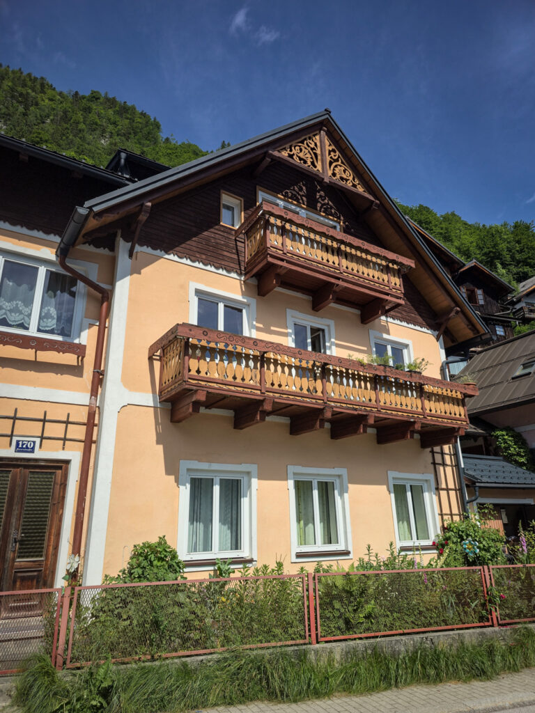 Colorful house with balcony in Hallstatt