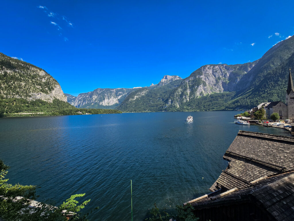 Panorama view of Lake Hallstatt in Hallstatt