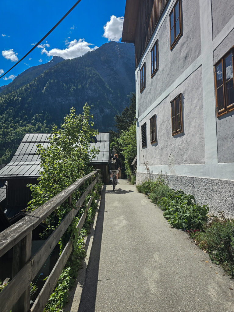 Side street in Hallstatt with bicycle